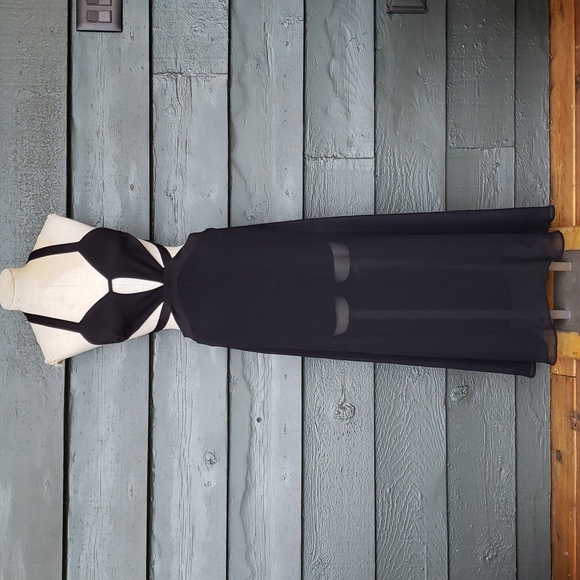 Nasty Gal Dresses & Skirts - NASTY GAL Cutout Strappy Halter Sheer Maxi Dress Black sz M Women's Cocktail